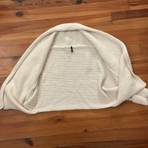 7 For All Mankind Alpaca Wool Blend Cream Knit Shrug Sweater Womens Size Medium - Picture 4 of 13